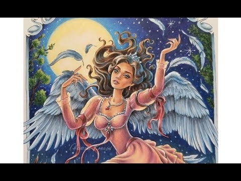 Odette Swan Lake traditional ink marker colored pencil coloring illustration time lapse chkarron