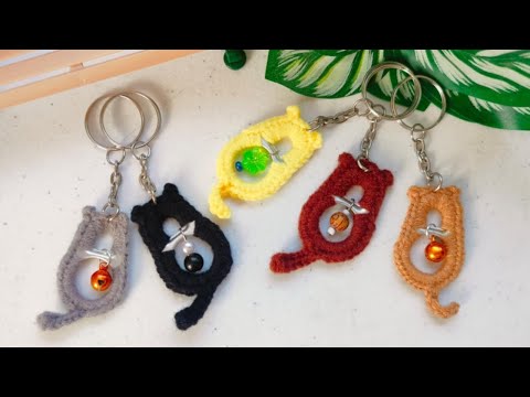 CROCHET PULL TAB CAN CAT KEYCHAIN | HOW TO CROCHET CAT USING A RECYCLED PULL TAB CAN | EASY TUTORIAL