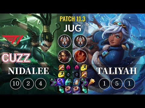 T1 Cuzz Nidalee vs Taliyah Jungle - KR Patch 11.3