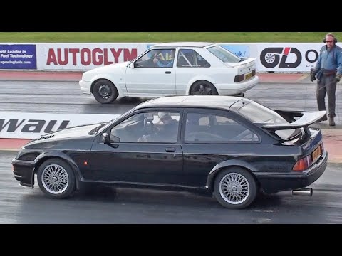 Ford Sierra Cosworth vs Escort RS Turbo at Santa Pod Raceway