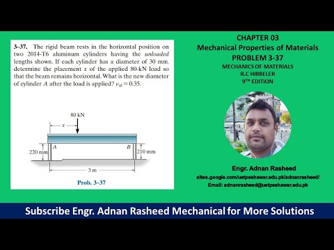 3-37| Chapter 3 | Mechanics of Materials by R.C Hibbeler