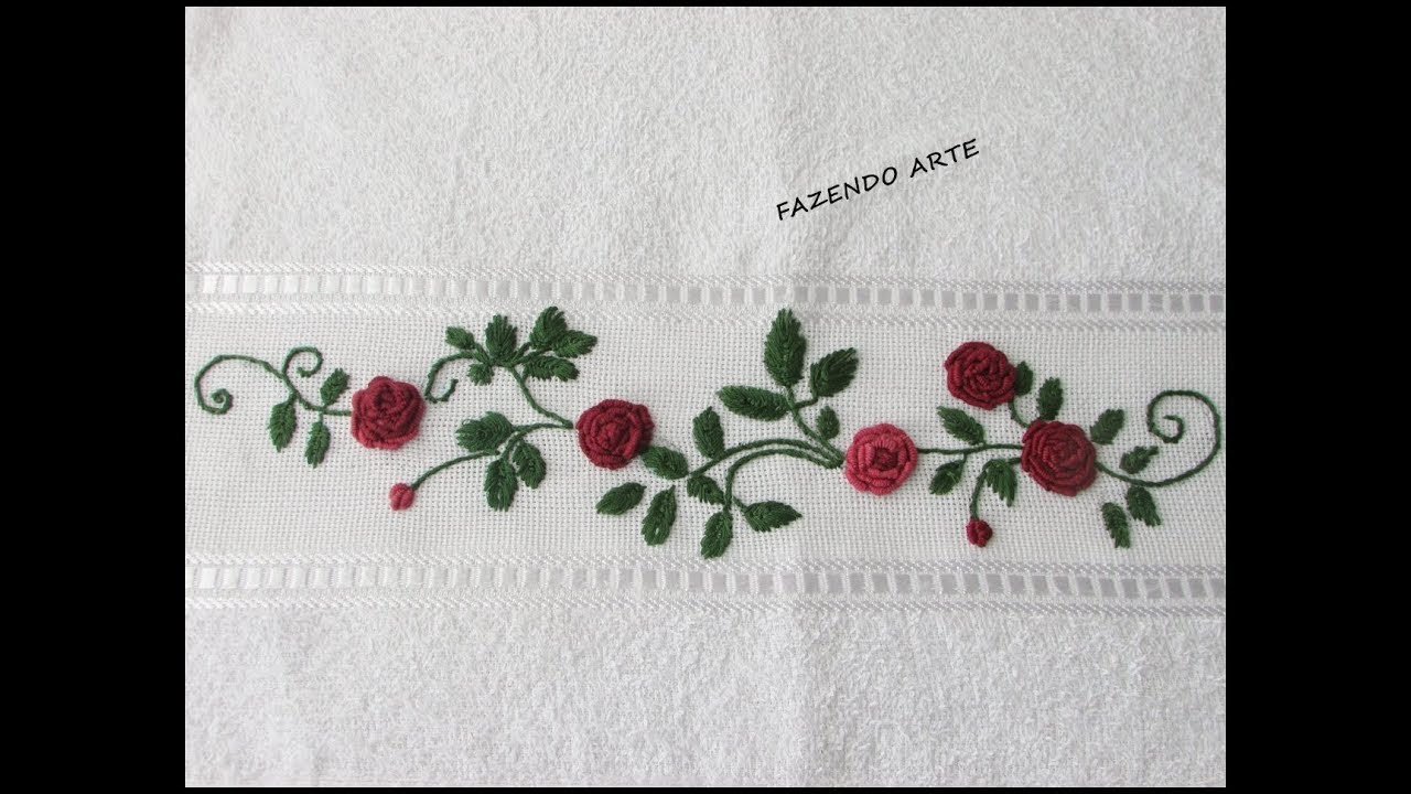 BORDADO - ROSAS  EM PONTO ROCOCÓ