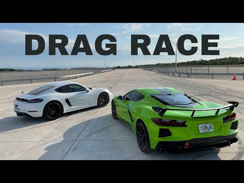 Porsche 718 Cayman S Races a Corvette C8