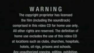 Opening disclaimer of any sort of films/movies created by Warner Home Video