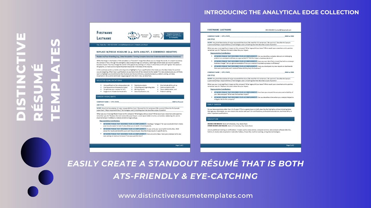 A Distinctive Resume Template Tailored for Data Analysts