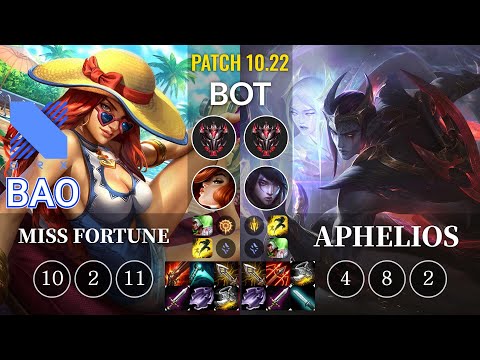 DRX BAO Miss Fortune vs Aphelios Bot - KR Patch 10.22