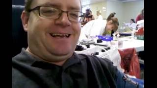 Ticklish grown man squeals like little girl at Hoxworth Blood Drive