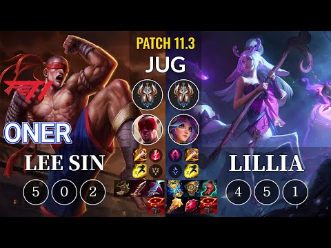 T1 Oner Lee Sin vs Lillia Jungle - KR Patch 11.3