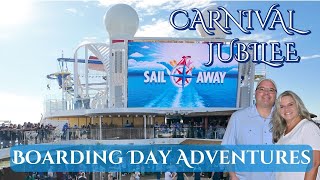 Carnival Jubilee Embarkation Day! Boarding, Lunch, Sail Away Party and First Impressions