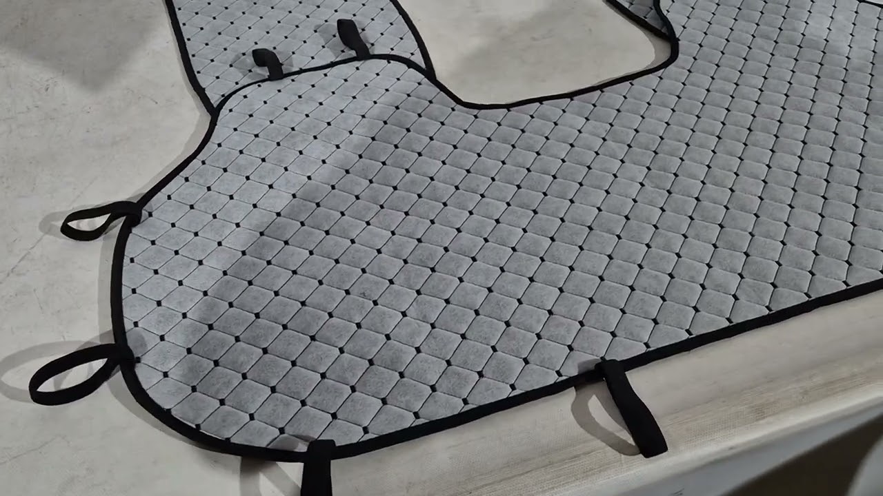 Накидки на задние сиденья (комплект, Бежевые с черной строчкой) Video 1