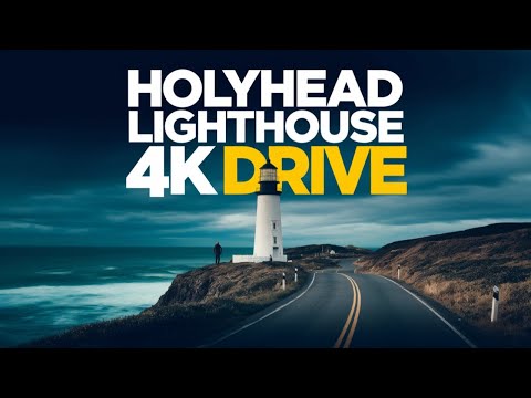 South Stack Lighthouse to Holyhead - Soothing Drive with Piano Music & Aerial Views | 4K Wales
