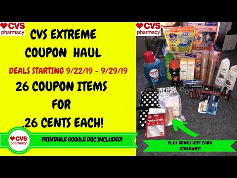 CVS EXTREME COUPON HAUL DEALS STARTING 9/22/19|26 ITEMS ONLY 26 CENTS 😍PLUS GIFT CARD GIVEAWAY ❤️ Video