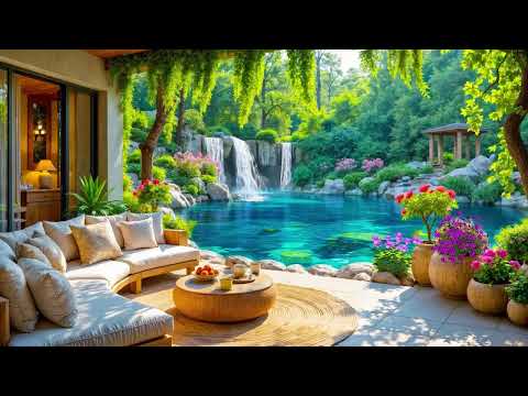 Tropical Luxury Pool Ambience with Waterfall & Birds | 8 Hours for Sleep, Study, Relaxation
