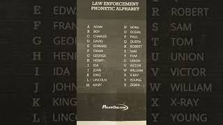 1/2  Law Enforcement phonetic alphabet ...let's practice 😊