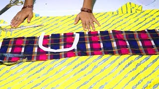डिजाइनर टु कलर कुर्ती कटिंग || Designer Two Colour Kurti Cutting and Stitching in Hindi