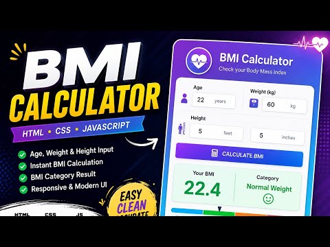 Build A Bmi Calculator Using Html Css And Javascript Html Css Javascript
