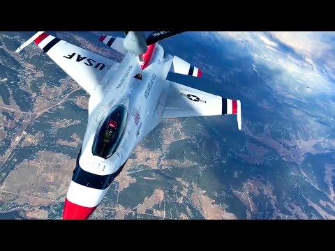US Air Force Thunderbirds Aerial Refill with KC-135 Stratotanker