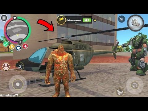 Rope Hero: Vice Town - (Stone Mutant Man Drive Police Helicopter) Helicopter Destroy Police Cars