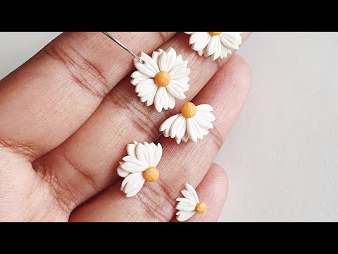 How I made daisy earrings using polymer clay