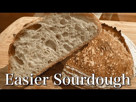 SUB) 忙しい人向け 簡単『片手間サワードウブレッド』の作り方/ 気泡の入ったサワー種・ルヴァン種パン/ How To Make Easy Sourdough Bread When Busy