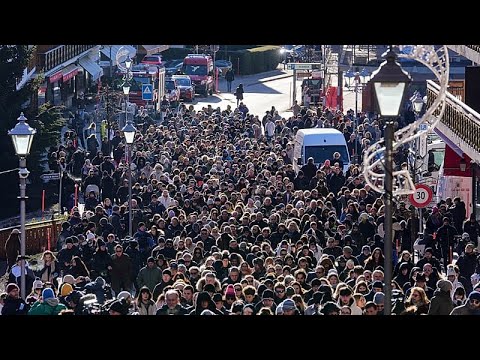 Video Thumbnail: Crans-Montana residents take part in silent march for fire victims