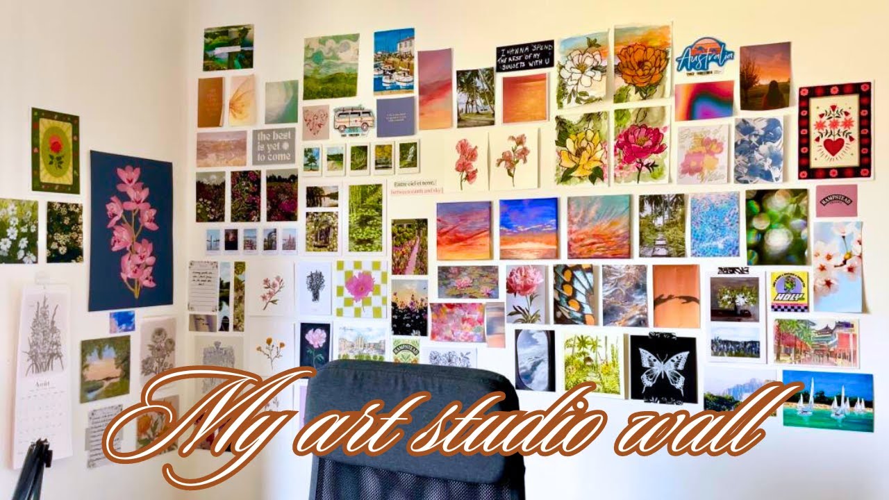my art studio wall ꧂ how to decorate your wall + asmr paper cutting sound