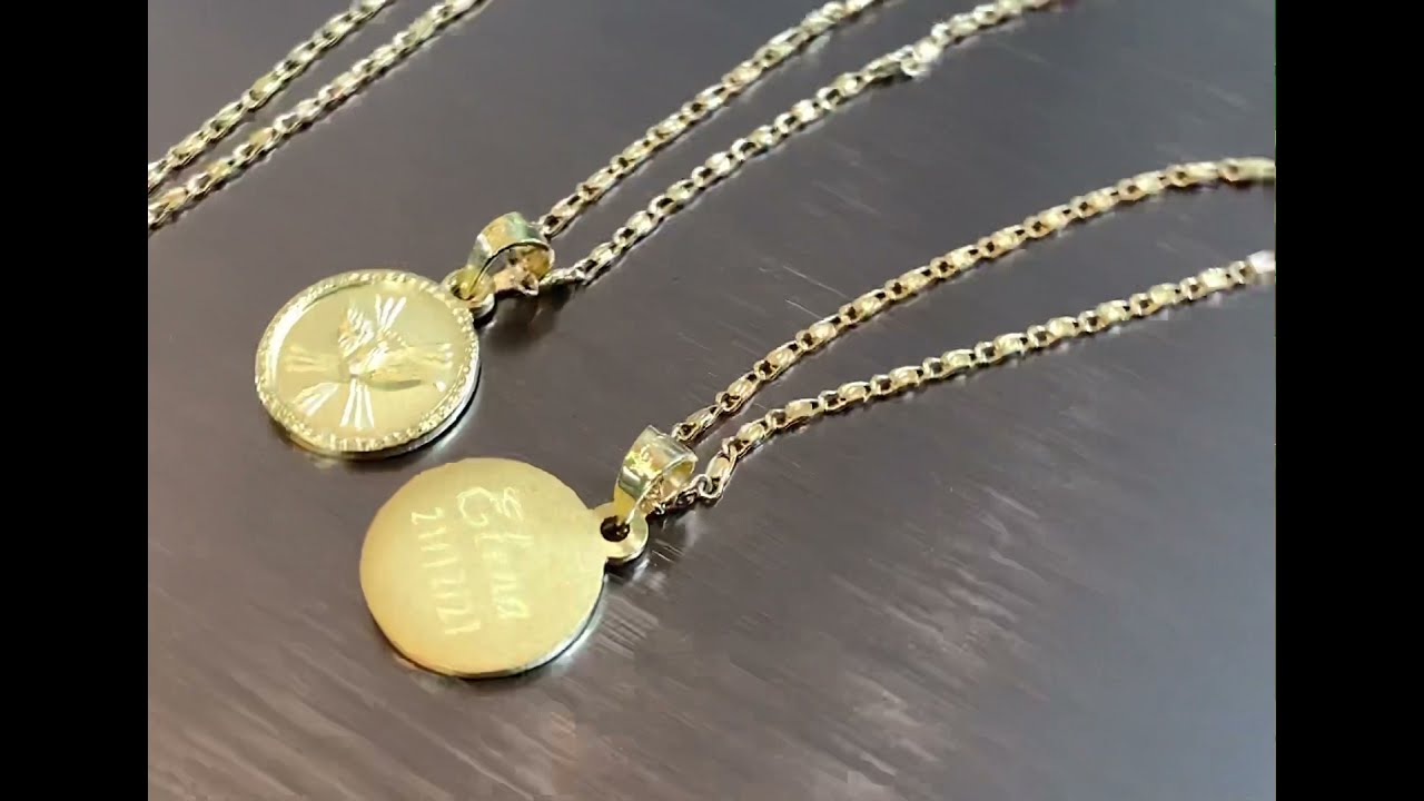 Medalla Espíritu Santo con Baño de Oro - Personalizada (Bautizo, Primera Comunión, Confirmación)