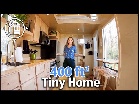Her modern Tiny Home parked in a Tiny House Village