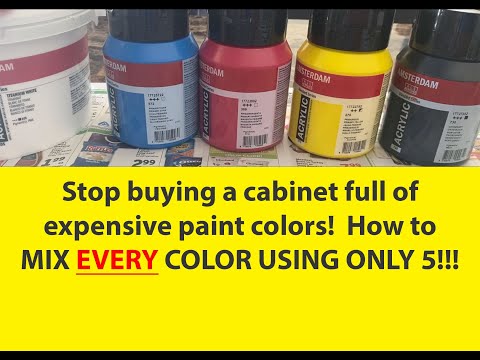 How to mix ANY color using only 5.🤯 And it's not the traditional RBY! -Acrylic Pouring