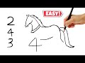 Horse Drawing From 243 Number Easy Horse Drawing Number Turns Into Drawing