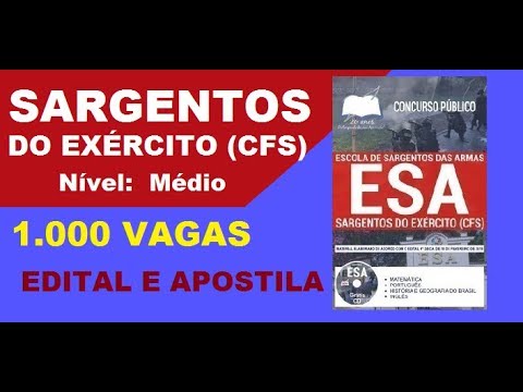 Edital Apostila Concurso ESA 2019 Cargo de Sargentos do Exército CFS
