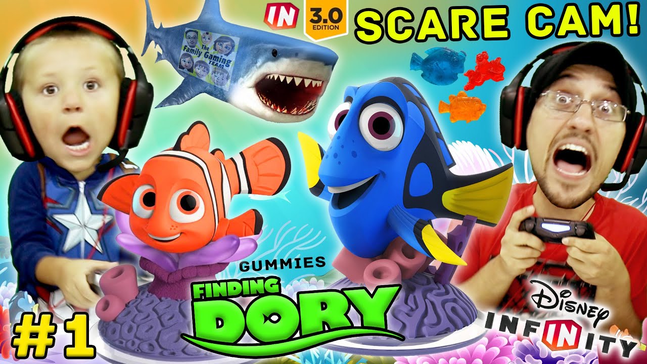 FINDING DORY Shark Scare Cam!  Disney Infinity 3.0 Movie Playset Part 1 w/ Gummies (FGTEEV Gameplay)