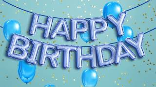 1 hour happy birthday flying blue balloons banner background | happy birthday song