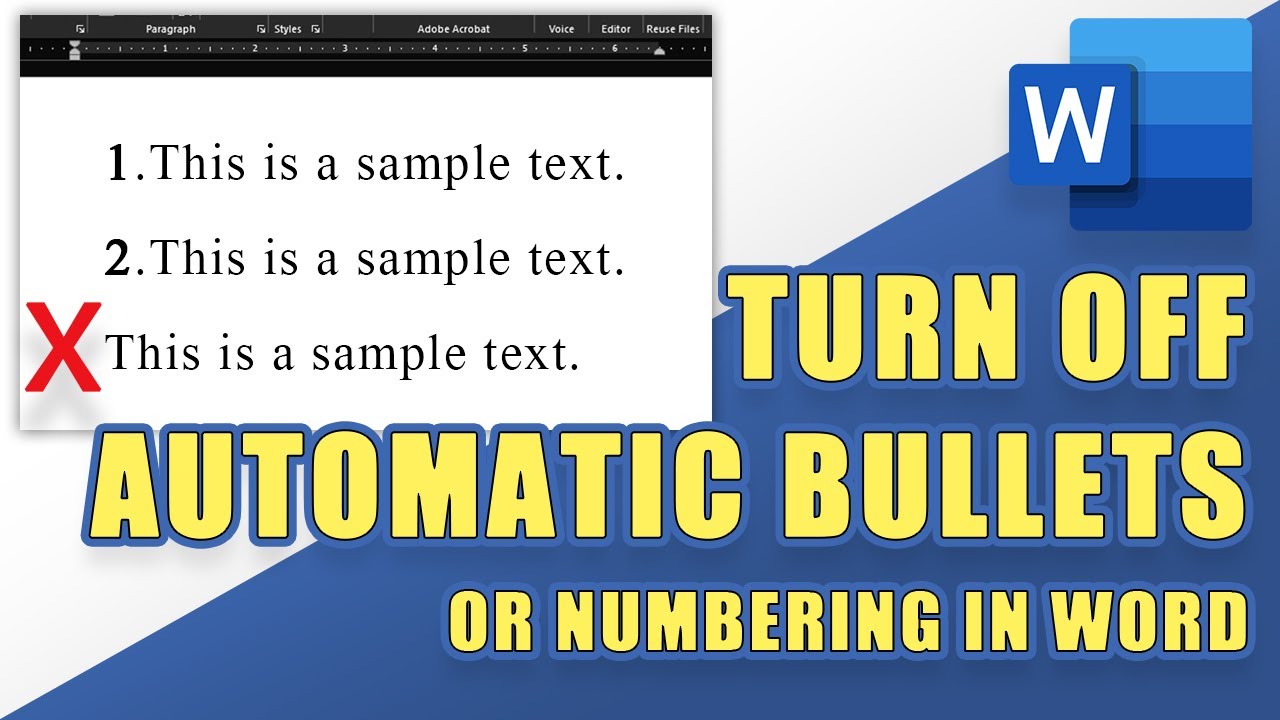 How do I turn off automatic numbering in Word?