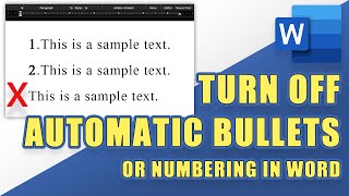 [HOW-TO] Turn OFF Automatic BULLETS or NUMBERING in WORD
