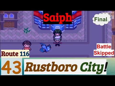 Pokemon Saiph Part 43 PokeFan Exploring Rustboro City & Route 116 | GBA Rom Hack