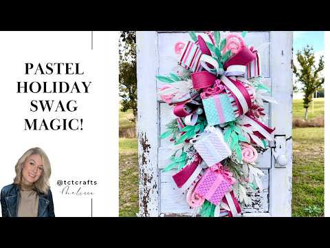 Pastel Pink Christmas Swag I Whimsical Candyland Holiday Door Decor DIY