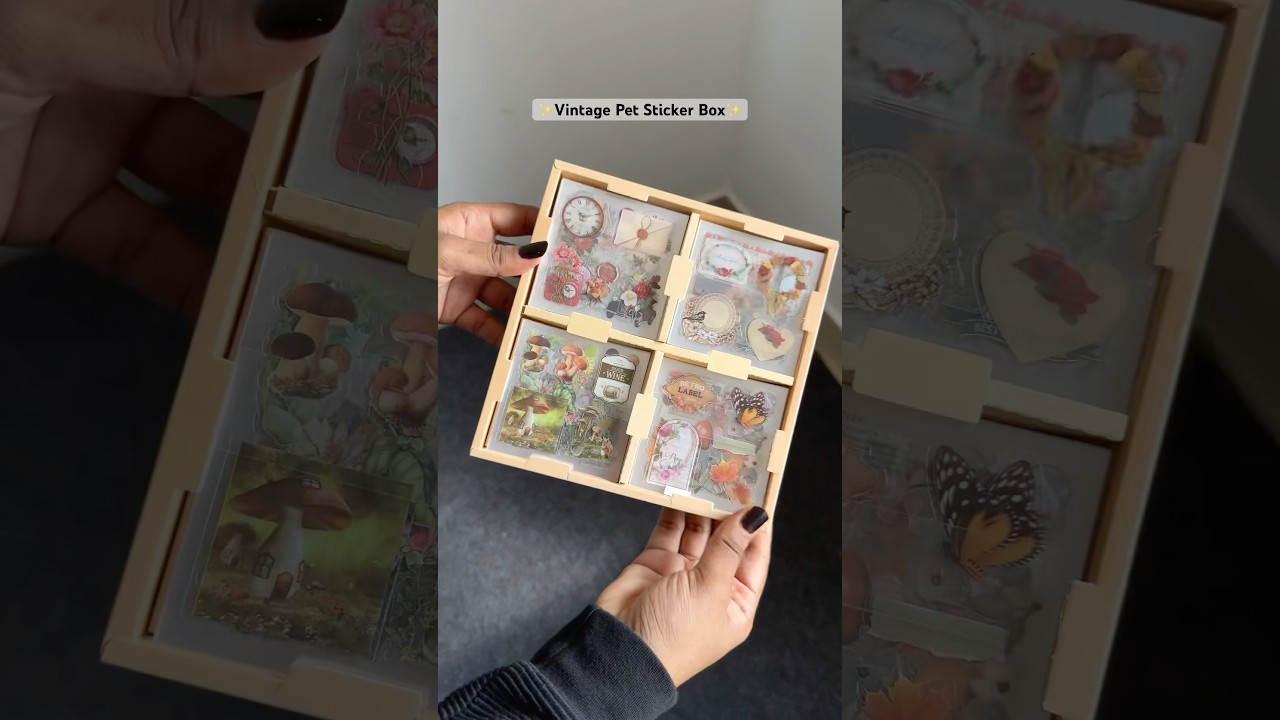 Aesthetic Vintage 100 Pcs Sticker Box 🌷✨🎀#sticker #journaling #aesthetic #kawaii #decoration
