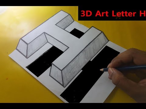 How to draw 3D Art Letter H Floating On paper Step by step trick art for kids,  ✍✍