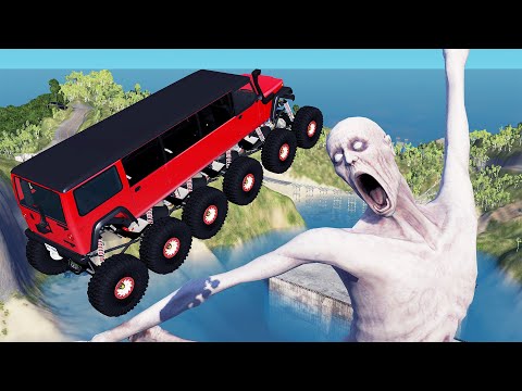 BeamNG Drive Fun Madness - Crazy Vehicle High Speed Jumping Over SCP-096 With Giant Ramp