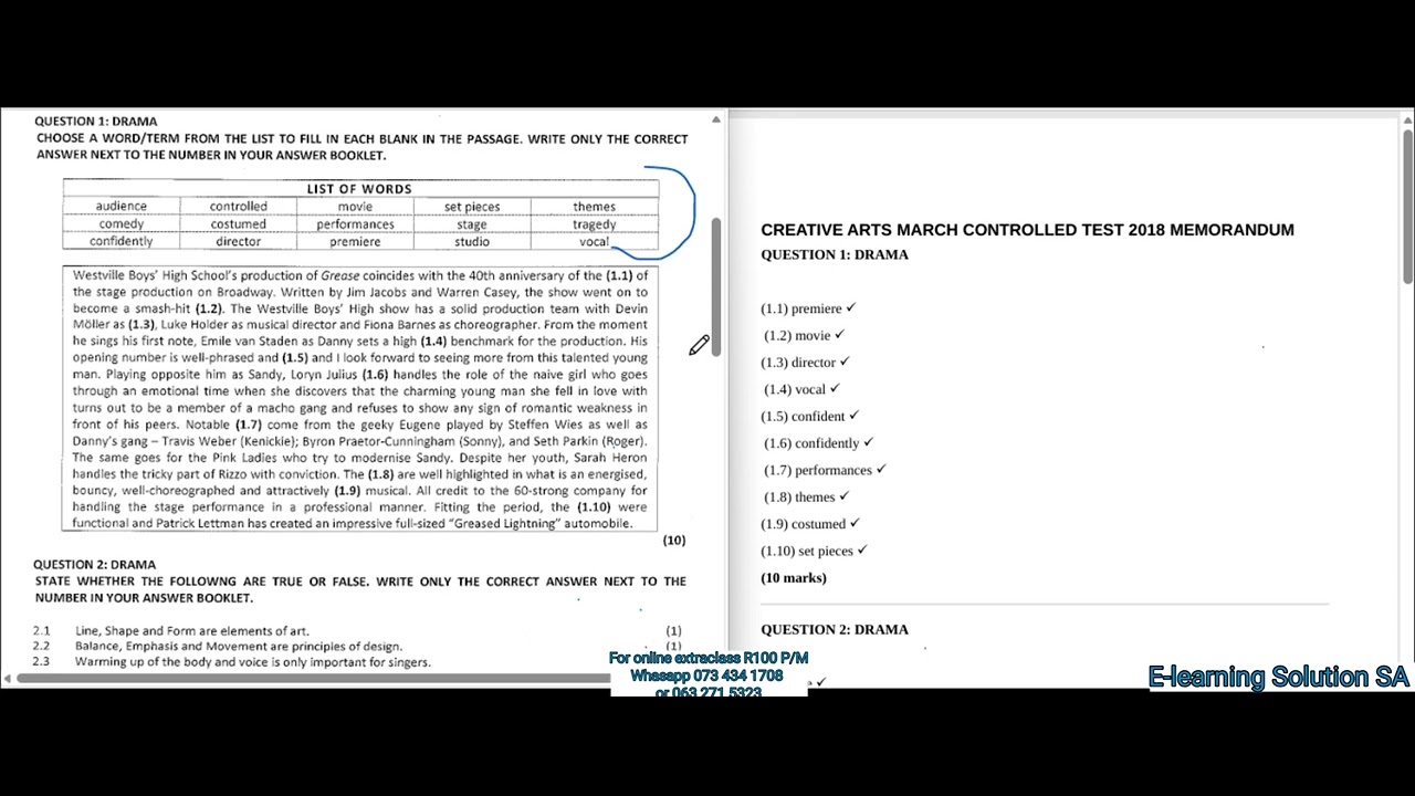 Grade 8 Creative Arts Term 1 | 2026 test paper