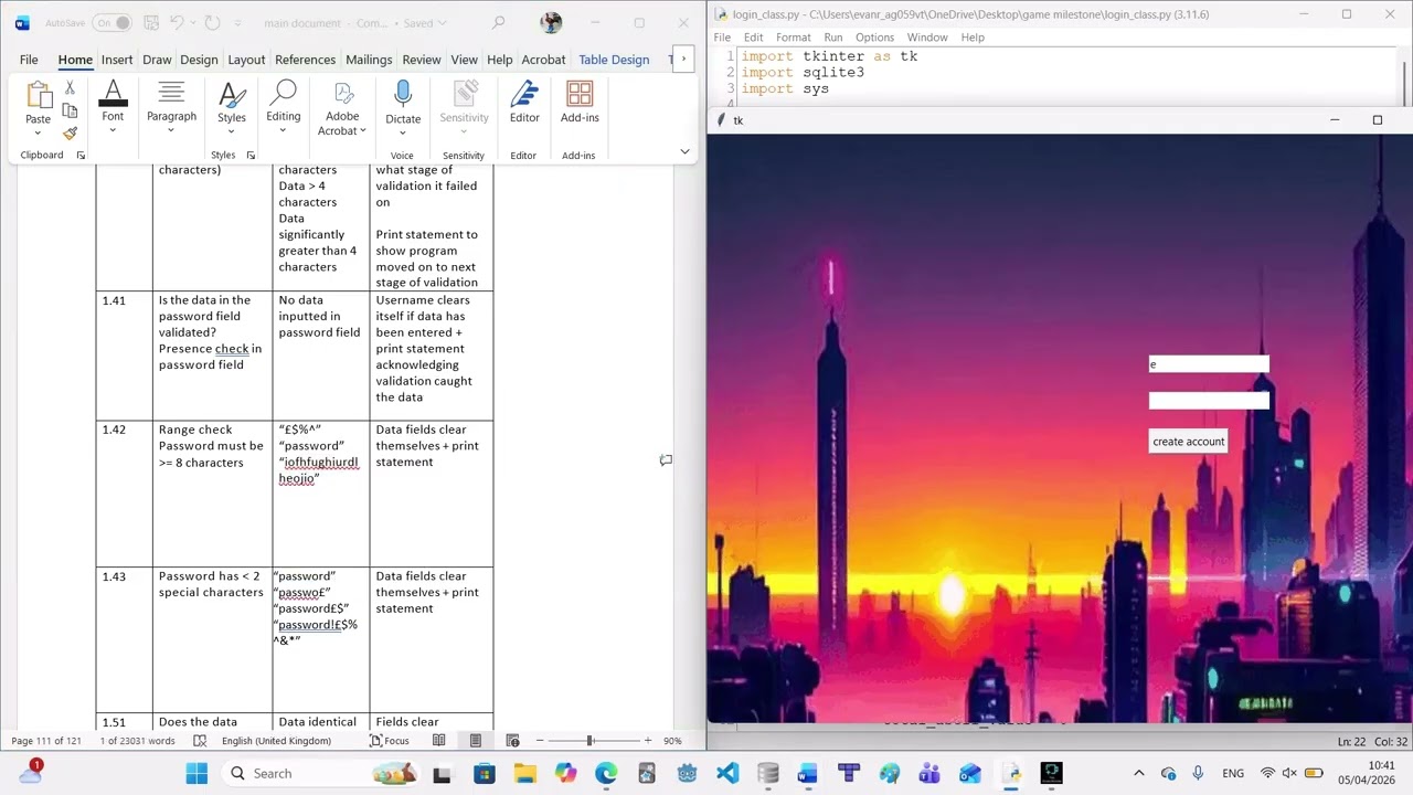 post development testing - login