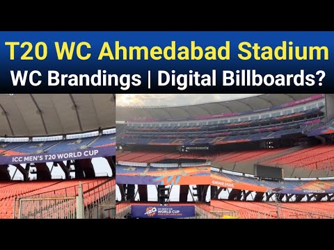 Ahmedabad Stadium T20 WC Brandings | Digital Billboards? & Outfield Preparations | T20 WC 2026 Theme