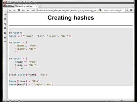 Beginner Perl Maven tutorial: 7.2 - creating a hash