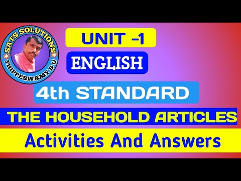 4TH STANDARD |ENGLISH |UNIT 1 | HOUSEHOLD ARTICLES | ANSWERS |