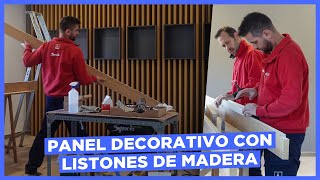 PANEL DECORATIVO CON LISTONES DE MADERA | Bodega Traslanzas