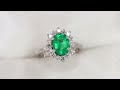 Anello con Smeraldo e diamanti in oro bianco 18 kt “Merville” Video 1