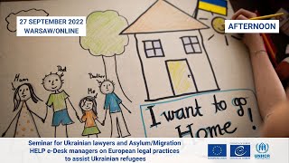 27/09/2022, HELP Seminar on European legal practices to assist Ukrainian refugee