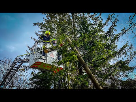 14.3.2023 Automobilový žebřík AZ-40 Magirus pomohl hasičům s odstraněním stromu v Čeladné | HZS MSK