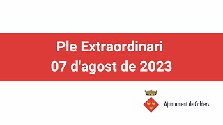 Ple extraordinari del dia 07 d'agost 